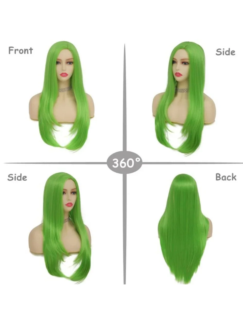 Women's Green Long Curly Wig With Wavy Synthetic Cosplay Halloween Wig